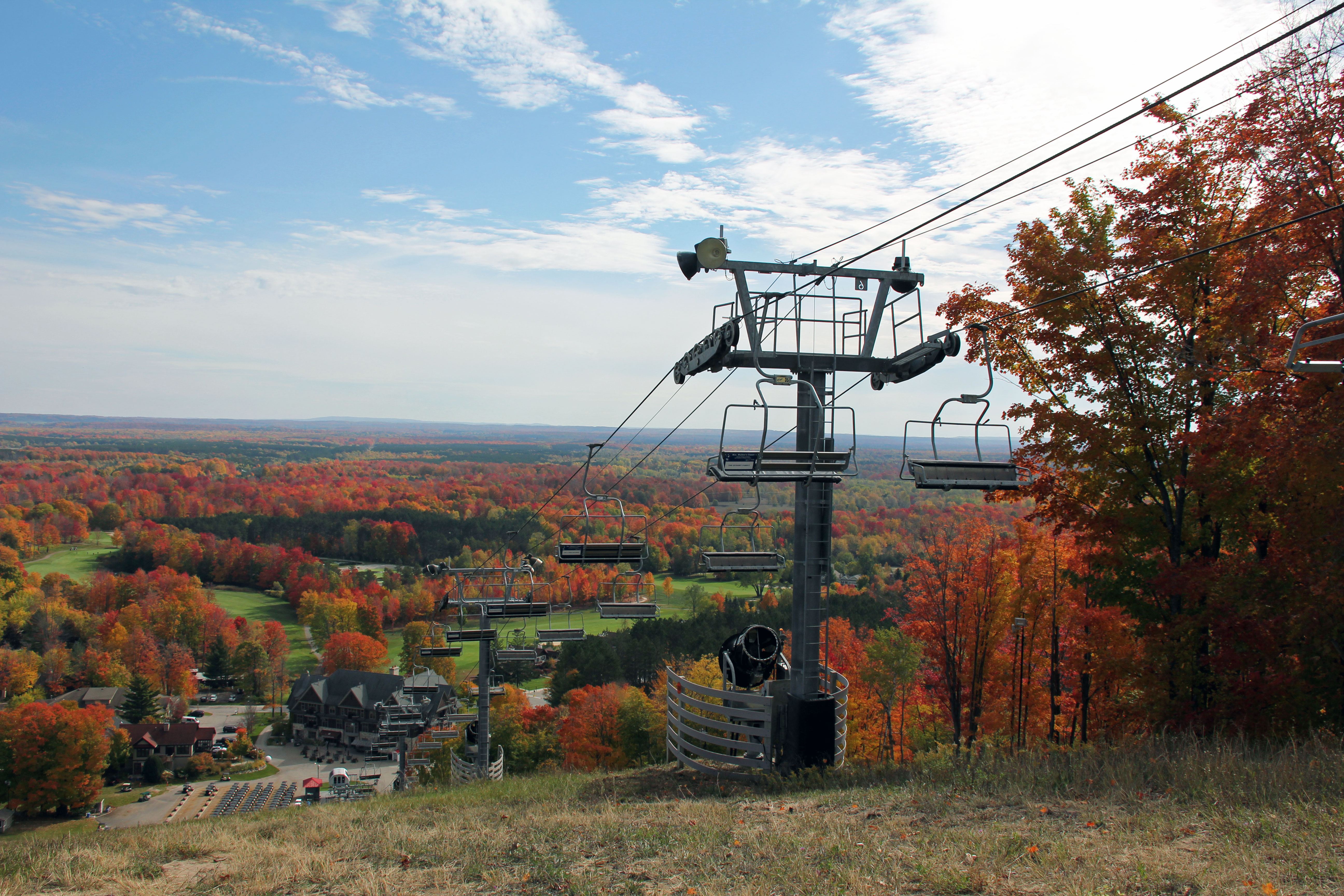 Crystal mountain ski lift in Fall